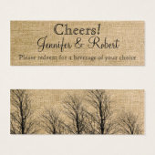 Burlap und Birch Posh Wedding Drinks Tickets (Vorne & Hinten)