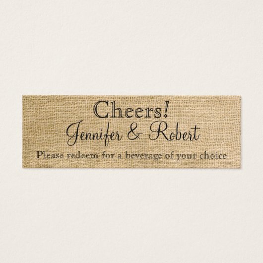 Burlap und Birch Posh Wedding Drinks Tickets (Vorderseite)