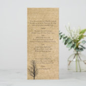 Burlap und Birch Posh Wedding Menu Menükarte (Stehend Vorderseite)
