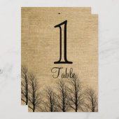 Burlap- und Birch Posh Wedding-Tischnummer Einladung (Vorne/Hinten)