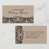 Burlap- und Black Lace-Visitenkarte Visitenkarte (Vorne/Hinten)