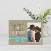 Burlap und Blau Save the Date (Stehend Vorderseite)