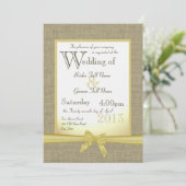 Burlap und Bow 12x18 Yellow Country Wedding Einladung (Stehend Vorderseite)