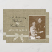 Burlap und Bow 50 Jahre Jubiläum mit Foto Einladung (Vorne/Hinten)