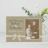 Burlap und Bow 50 Jahre Jubiläum mit Foto Einladung (Stehend Vorderseite)