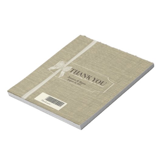 Burlap und Bow Candy Bar Favor Notizblock (Rotiert)