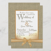Burlap und Bow Orange Country Wedding Einladung (Vorne/Hinten)