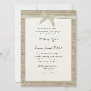 Burlap und Bow Rustic Wedding Einladung