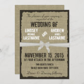 Burlap und Bow Rustic Wedding Einladung (Vorne/Hinten)