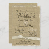Burlap und Bow Rustic Wedding Lite Einladung (Vorne/Hinten)