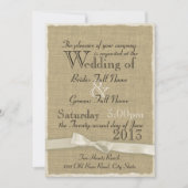Burlap und Bow Rustic Wedding Lite Einladung (Vorderseite)