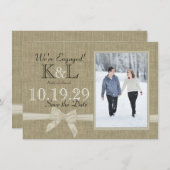 Burlap und Bow Rustikales Land Save the Date (Vorne/Hinten)