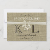 Burlap und Bow Save the Date (Vorderseite)