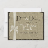 Burlap und Bow Wedding Rustic Empfang Einladung (Vorderseite)