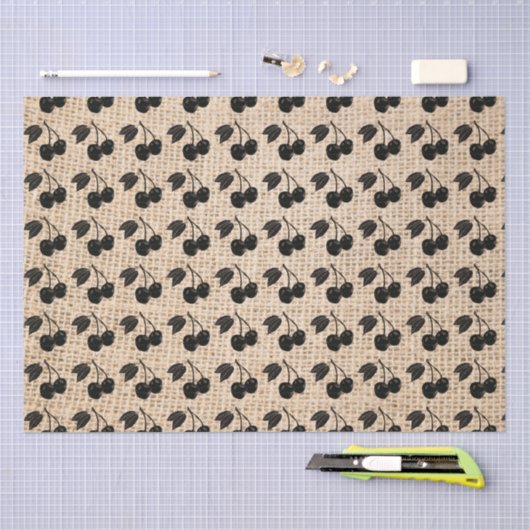 Burlap und Cherries Seidenpapier (Handwerk)