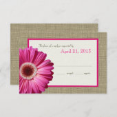 Burlap- und Daisy Pink-Antwortkarte RSVP Karte (Vorne/Hinten)