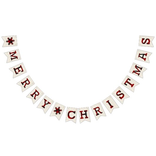 Burlap und kariert frohe Weihnachten Wimpelkette (Alle)