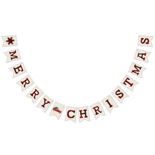 Burlap und kariert frohe Weihnachten Wimpelkette (Alle)