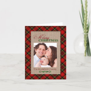 Burlap und Karierte Weihnachts-Weihnachtskarte in Feiertagskarte
