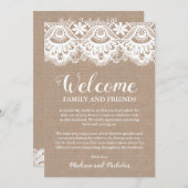 Burlap und Lac Wedding Hotel Welcome Cards, rustik Programm (Vorne/Hinten)
