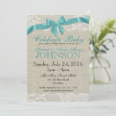 Burlap- und Lace-Baby-Dusche Einladung (Stehend Vorderseite)