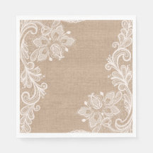 Burlap und Lace Floral Paper Napkin