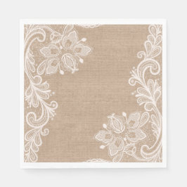 Burlap und Lace Floral Paper Napkin Serviette