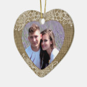 Burlap und Lace Newlywed First Christmas Keramik Ornament (Links)