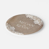Burlap und Lace Rustic Country Wedding Pappteller (Schrägansicht)