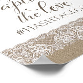 Burlap und Lace Rustic Wedding, Brautparty Sign Poster (Ecke)