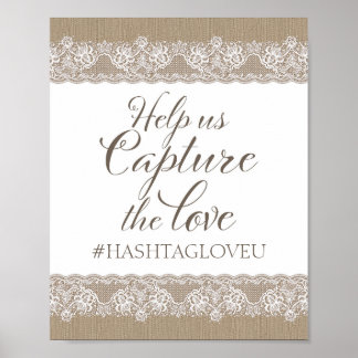 Burlap und Lace Rustic Wedding, Brautparty Sign Poster