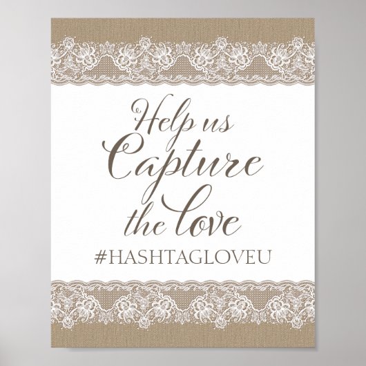 Burlap und Lace Rustic Wedding, Brautparty Sign Poster (Vorne)