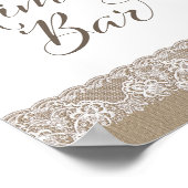 Burlap und Lace Rustic Wedding, Brautparty Sign Poster (Ecke)