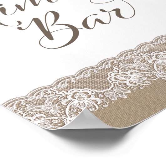 Burlap und Lace Rustic Wedding, Brautparty Sign Poster (Ecke)