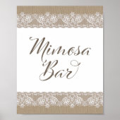 Burlap und Lace Rustic Wedding, Brautparty Sign Poster (Vorne)