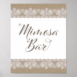 Burlap und Lace Rustic Wedding, Brautparty Sign Poster