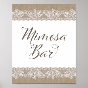 Burlap und Lace Rustic Wedding, Brautparty Sign Poster