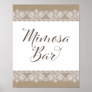 Burlap und Lace Rustic Wedding, Brautparty Sign Poster