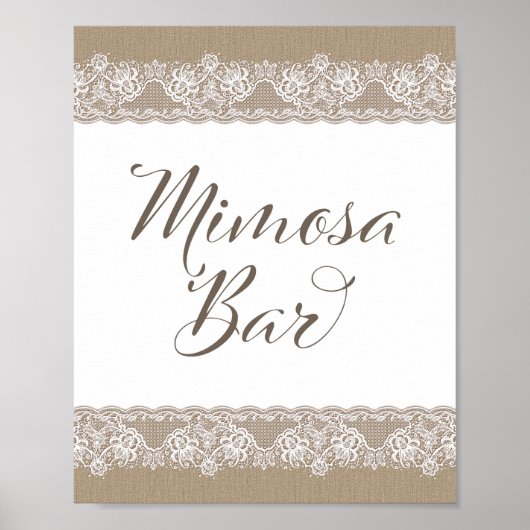 Burlap und Lace Rustic Wedding, Brautparty Sign Poster (Vorne)