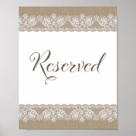 Burlap und Lace Rustic Wedding, Brautparty Sign Poster