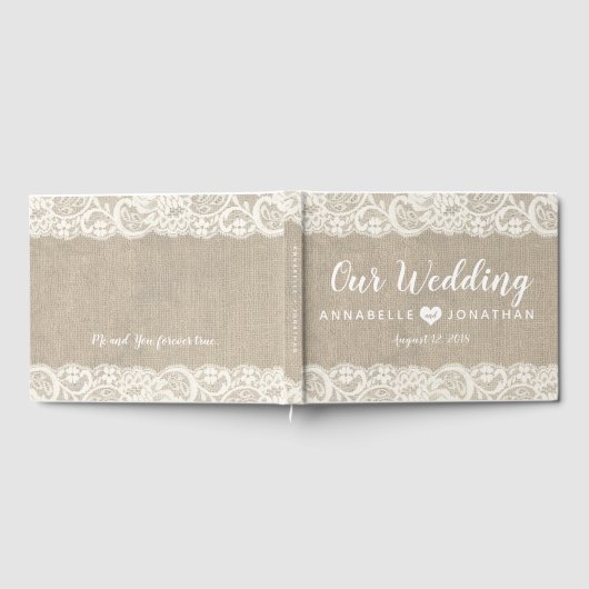 Burlap und Lace Rustic Wedding Gästebuch (Voll)