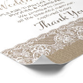 Burlap und Lace Rustic Wedding unplugged Poster (Ecke)