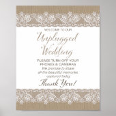 Burlap und Lace Rustic Wedding unplugged Poster (Vorne)