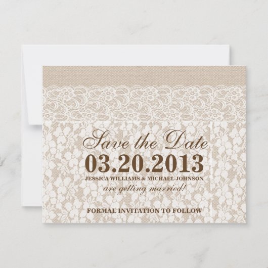 Burlap und Lace | Save The Date (Vorderseite)