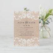 Burlap- und Lace-Save the Date-Karte Save The Date (Stehend Vorderseite)