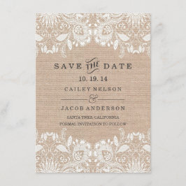 Burlap- und Lace-Save the Date-Karte Save The Date