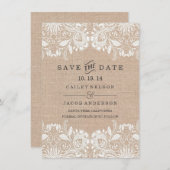 Burlap- und Lace-Save the Date-Karte Save The Date (Vorne/Hinten)