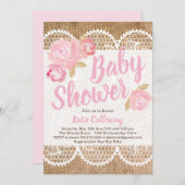 Burlap und Lace Shabby Chic Kinderdusche Einladung (Vorne/Hinten)