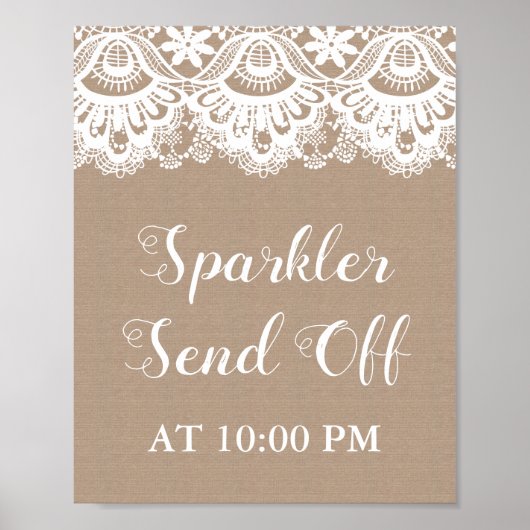 Burlap und Lace Sparkler senden Signing Poster ab (Vorne)