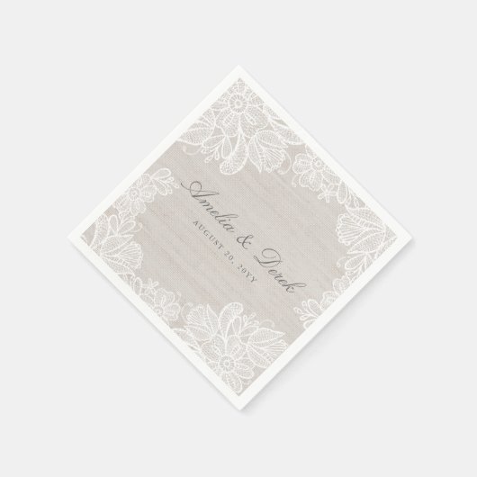 Burlap und Lace Wedding Serviette (Ecke)